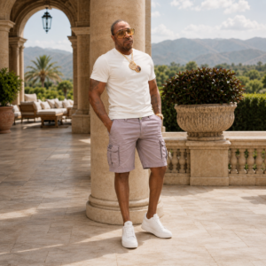 Dusty Rose Utility Cargo Shorts