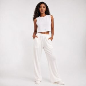 White Ribbed Crop Tank
