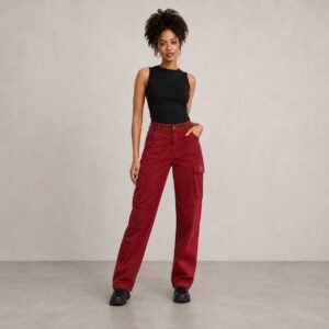 Burgundy Utility Cargo Pants