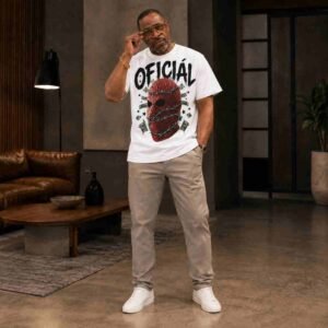 Skull & Marigolds Box Tee — "Oficial" Graphic Men’s T‑Shirt