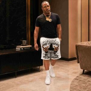 White Official Checkered Shorts