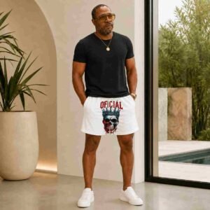 White Official Graphic Shorts