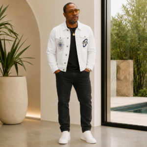 White Embroidered Varsity Jacket