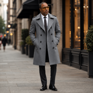 Fall Winter Men Woolen Coat Double Breasted Long